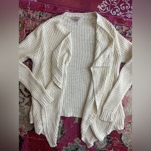 LOFT Ivory Textured Knit Cardigan